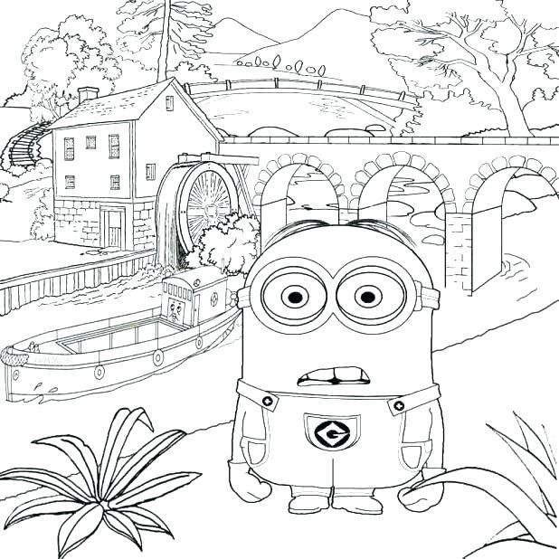 Online coloring book: Coloring book surprised minion greets summer